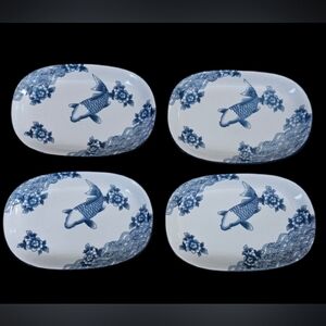 **Cheng Blue & White Fish design porcelain Plates/Platters (Price is for each)